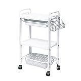 エステ3段ワゴン ホワイト [ エステワゴン ネイルワゴン キッチンワゴン マルチワゴン サイドワゴン キャスター付き 収納 業務用 サロン ワゴン ラック ]