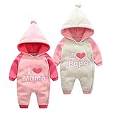 ベビー服 乳児服 ロンパース カバーオール ふわふわ 着ぐるみ パジャマ 冬 I love papa & mama (I LOVE MAMA, 73cm/3-9ヶ月)