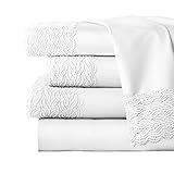 Pointehaven 300L-QWH 300TC Combed Cotton Bridal Lace Oversized Sheet SetWhiteQueen [並行輸入品]