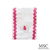 Mainstreet Collection Pink and Grey Chevron Baby Girl with Elephant Embroidery Burp Cloth by Mainstr