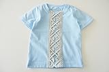 bebe couture(ベベクチュールベビー用品専門店)梯子レースのTシャツ水色80cm・日本製