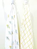 Ema Jane Swaddling Soft Cotton Muslin Baby Blanket Sets (Robot & Squares) by Ema Jane
