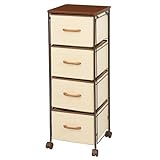 ドウシシャ(DOSHISHA) 組立簡単 布製 ファブリック ボックス チェスト 4段 幅32×奥行34.5×高さ93.5cm ナチュラル MFB30-4NA