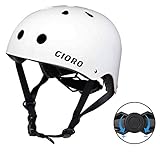 GIORO スポーツヘルメット サイズ調整可能 アイススケート スケートボード 自転車 保護用ヘルメット 子供大人兼用  (白, S)