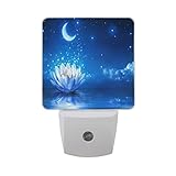 AlazaフローラルフラワーWaterlily Starry LED Night Light Dusk to Dawnセンサープラグin Night Home Decorデスクランプfor Adult