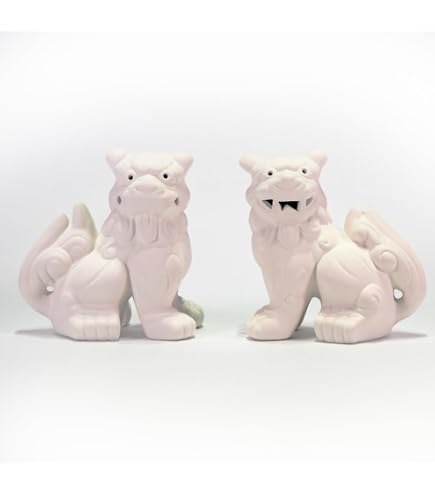 Amazon.co.jp: くば笠屋 シーサー 獅子 素焼きシーサー ペア 絵付け 絵