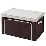 山善(YAMAZEN) 重ねたまま前から取り出せる 収納ボックス フタ付き 幅54 ブラウン YTC-TSBL(BR/IV)