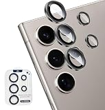 JFStene カメラ保護フィルム Galaxy S24 Ultra 5G レンズカバー SC-52E・SCG26 用 レンズ保護カバー ギャラクシー S24 ウルトラ SM-S9280 適用 アルミ合金製 9H硬度 耐衝撃 キズ防止 露出オーバー防止 衝撃吸収 高透過率 簡単貼付 ケースに干涉なし (Galaxy S24Ultra 用, グレーチタニウム)