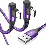 USB Type C ケーブル L字【2本セット 1m】Sweguard【PD& QC3.0対応 3.1A急速充電】タイプc 充電ケーブル iPhone 16 15 Pro Max,アイホン15 16,iPad Pro、Samsung Galaxy S24 S23 S22 S10,Sony,Huawei,Pixel、usb c機器と互換性があり(パープル)