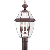 Quoizel NY9043AC Newbury 3-Light Outdoor Post Lantern, Aged Copper [並行輸入品]