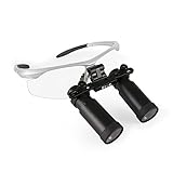 Romantic桜　6倍拡大鏡　メガネ式　双眼ルーペ　高倍率　高い被写界深度　眼鏡型　瞳孔間距離調整可 (シルバー)