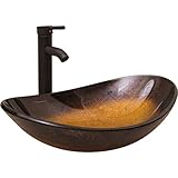 bathjoy Artistic Bathroomオーバル容器シンクボート形状コンボwith Oil Rubbed Bronze蛇口とドレインセット