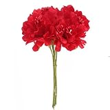 OurWarm綺麗な花 造花 スイートブーケ キク造花 人工花　結婚式　パーティー　装飾花　デコレーション 造花　人工花 花のヘッド 菊の花束 フラワー　6本セット (赤)
