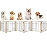 Oapety ペットゲート ペットフェンス 室内犬用 折りたたみ式 木製 犬 柵 脱走防止 飛び出し防止 高さ58cm 幅351cm 倒れない設計 簡単設置 中小型犬用