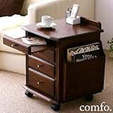 コンセントつき天然木ベッドサイドテーブル【comfo.】コンフォts-040106013アンティークブラウン