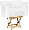 FIELDOOR 木製クーラースタンド 耐荷重100kg ミニテーブル ＆ チェアにも 2WAY 折りたたみ 天然木 収納バッグ付き コンパクト キャンプ ソロキャンプ BBQ アウトドア