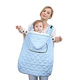 ベビーホッパー 抱っこひも 防風・防水・防寒カバー マジックテープ ゴムバンド 子供お出かけ 出産祝い ベビーキャリー (ブルー)