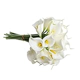 SODIAL(R)10pcsカーラリリーの花嫁のウェディングブーケ、ラテックスリアルタッチKC51ホワイト