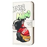 Google Pixel 9 Pro 用 手帳 スマホケース ミラー付き ピクセル9proカバー パーカー犬 INNU フレブル ユニーク 犬キャラ ホワイト bcbo02m