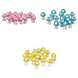 Flameer キノコ　各色20個　ミニチュア　盆栽　DIY　ガーデン　マイクロ風景　装飾　樹脂　カラフル - ピンクブルーイエロー