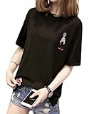 [PIITE] 半袖 Tシャツ レディース 夏 tシャツ 綿 ゆったり 薄手 シャツ トップス 韓版 おしゃれ 五分袖 tシャツ クルーネックシャツ 通気 シャツ ブラック8