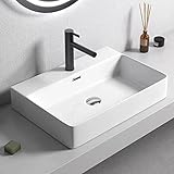 【JOMOWN限定排水セット付き】大型 洗面ボウル 洗面台 おしゃれ 洗面ボール 置き型 陶器製 手洗い器 手洗いボウル 610*425*130mm（長方形）