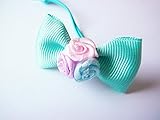 オリジナル ハンドメイド トリプル ローズ リボン ヘアゴム ミント
