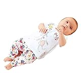 AmazingDeal 子供服 女の子 短袖 春秋冬 ルームウェア ストライプ 帽子付け 上下セット３点 綿製品 衣装 シンプルで可愛い (70(3-6ヵ月))