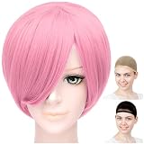 [CaseEden] コスプレ ウィッグ フルウィッグ 耐熱 ショートボブ ショート ライトピンク ピンク WIG6110
