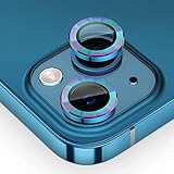 【6枚セット】AMAPC for iPhone14 カメラフィルム 2023 iPhone14 plus 用 カメラフィルム iPhone14 レンズ保護カバー 薄型 強化ガラス 耐衝撃 独立型 黒縁取り 露出オーバー防止 アルミ合金 アイフォン 14 マックス用 カメラカバー ライト ブルー