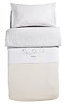 PETIT PRAIA Piu Piu Duvet Cover for Cot (60 x 120 cm, White/Beige) by Petit Praia