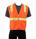 Safety Depot Two Tone High Visibility Reflective Surveyor Safety Vest with Zipper and Pockets Hi Vis