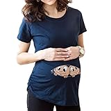 Linyuan ファッション Women's Caucasian Twins Peeking T Shirt Twin Babies Maternity Tシャツ T-Shirt #31