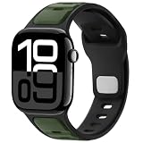 Anlinser コンパチブル アップルウォッチ バンド42/41/40/38mm, 防水シリコンスポーツストラップコンパチブル Apple Watch バンド シリーズ SE 11 10 9 8 7 6 5 4-1 （アーミーグリーン)