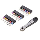 Perfk 19点セット　ミニラチェット　レンチ　スクリュー　ドライバービット　六角シャンク　ユニバーサル　修復ツール　全2色 - ブラック