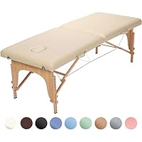 軽量 折りたたみ マッサージベッド (木製・有孔) バニラ 長さ185&times;幅70&times;高さ51～83cm [ 折りたたみベッド 整体ベッド マッサージべッド ポータブルベッド マッサージ台 施術ベッド 施術台 エステベッド マッサージ 整体 ベッド ]