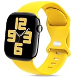 THWALK コンパチブル Apple Watch バンド ベルト 柔らかいシリコン素材のスポーツバンド 防水性 通気性 耐久性 柔軟 運動 おしゃれ 40mm 41mm 42mm 44mm 45mm 46mm 49mm S/M M/L アップルウォッチ Ultra 2/Ultra SE Series 10/9/8/7/6/5/4 に対応 (イエロー, 40mm/41mm/42mm S/M)
