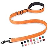 [2026最新型 犬用リード]BaoCheng 1本で110〜180cmまで長さ調節 小型犬/中型犬/大型犬用 定番リード ペット用品 通気性 散歩 可愛い クッション付きハンドル 小物取り付け可能(オレンジ)