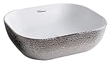 Whitehausコレクションwh71302-f21 Isabella Plusコレクション長方形上マウントBasin withエンボス加工の外部、滑らかな内部、とセンターDrain、ホワイト/シルバ