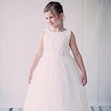 シンプルコレクション～花刺繍のチュールドレス 「Simple Collection Flower Embroidered Girls Tulle Dress」2歳から14歳 (7-8 years)