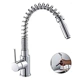 Wellbeingjp キッチン水栓 シャワー 混合水栓 キッチン用水栓 ハンドシャワー シングルレバー キッチン用混合栓シャワー 360°回転スイベルスパウト ホース付き