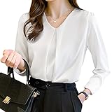 [Bidason] ブラウス レディース 長袖 シフォン シャツ Ｖネック ゆったり 着痩せ タック カジュアル 体型カバー きれいめ おしゃれ 可愛い スッキリ洗える トップス 通勤 デート 秋 冬