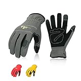 Vgo 作業用グローブ ヌバック レザー 多目的作業手袋 薄手手袋 3双入り Light Duty (Color:Red/Grey/Yellow, Size:L)