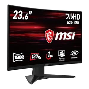 MSI 湾曲ゲーミングモニター MAG 242C 23.6型 FHD VA 180Hz 1ms HDR AIビジョン 3年保証