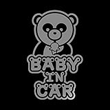 パンダ Baby in car カッティングステッカー シルバー 銀