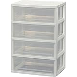 アイリスオーヤマ チェスト ワイド 4段 幅53.2×奥行38 ホワイト/クリア AJ-534