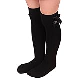 elevin ( TM ) Kid Girls SweetプリンセスリボンストライプBoot Socks冬膝丈暖かいソックス カラー: ブラック