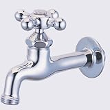 立水栓/水栓柱に取付け ガーデニング蛇口(メッキ)十文字