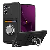 対応 Xiaomi POCO M7 Pro 5G ケース リング付き シリコン カード収納 シャオミPOCO M7 Pro 5G スマホケース スタンド機能 360°回転リング 耐衝撃 耐久 滑り止め 黑