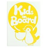 イエロー（黄色）　Kids on board ペンギン ぺんぎん baby ステッカー 窓ガラス シール キッズ 車の後ろ キッズ イン ザ カー ※吸盤...
